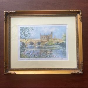 VTG Signed Watercolor Print by J. Bird; Chantry Chapel Wakefield; Framed 16”x13